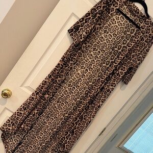 Crazy Train Leopard Print Kimono with Pink Logo Stitching